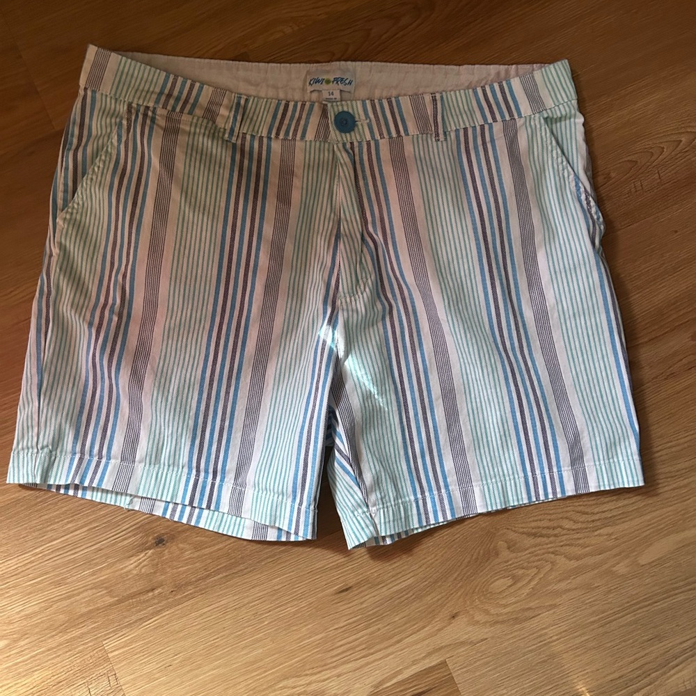Kiwi Fresh Pastel Striped Shorts Women’s Size 14 Summer Casual